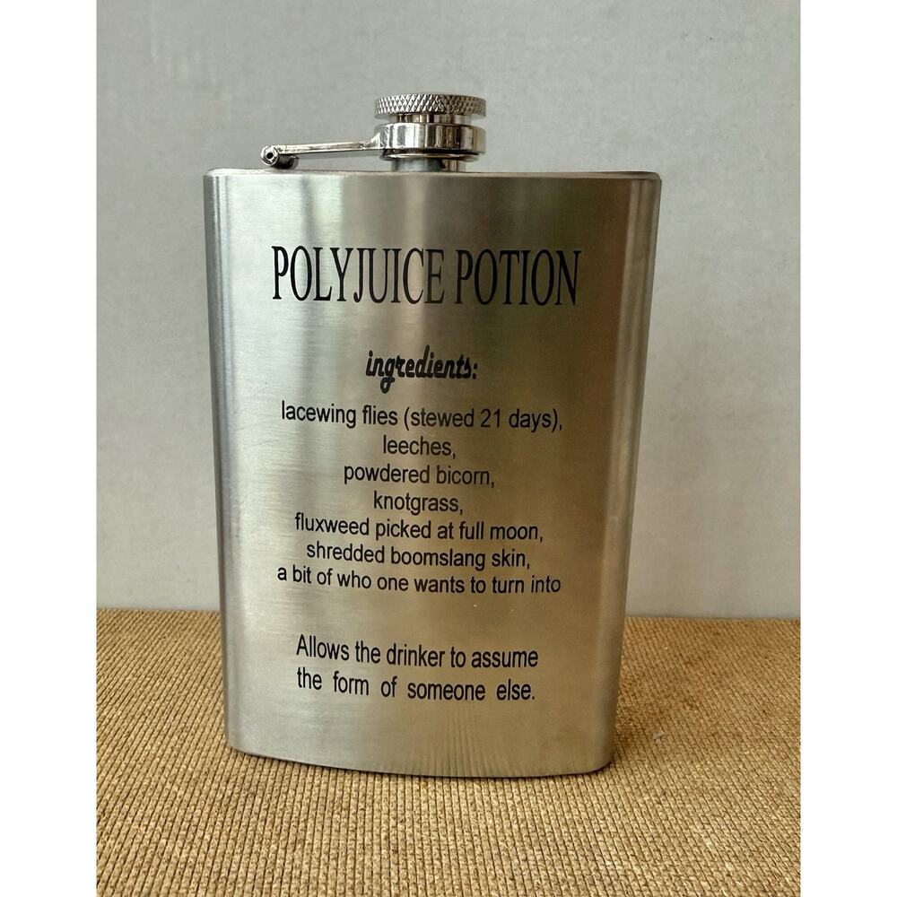 Stainless Steel Hip Flask Polyjuice Potion Recipe Harry Potter Hogwarts 8 Oz